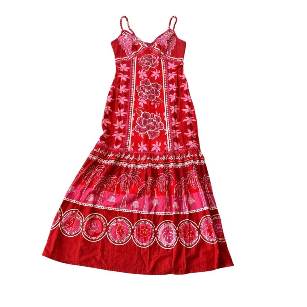 ⭐️Caroline Constas Red and Pink Ruffled Tiered Maxi Sundress⭐️ - Picture 3 of 8